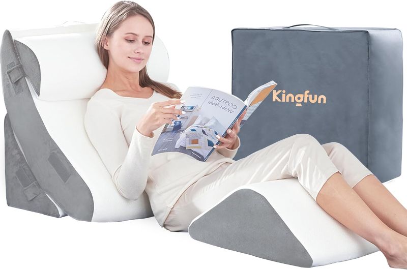 Photo 1 of 4pcs Orthopedic Bed Wedge Pillow Set for Post Surgery, Memory Foam for Sleeping, Adjustable Leg, Back and Arm Support, Sitting Up and Rest Pillow 
***stock photo shows a similar item, not exact*** 