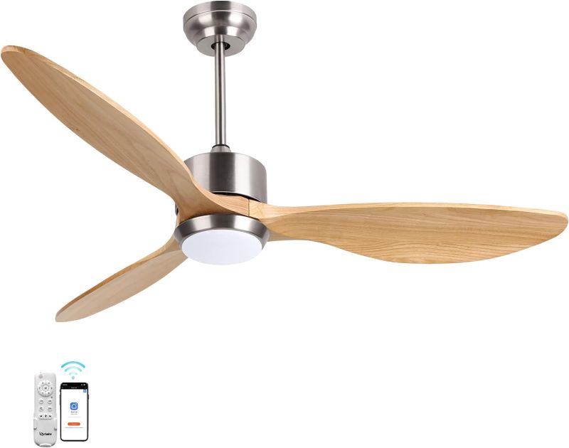 Photo 1 of ** FOR PARTS ONLY ** Ovlaim 52 Inch Solid Wood Ceiling Fans with Lights Remote Control, 6 Speed Quiet DC Motor 3 Blade Propeller Smart Ceiling Fan, Indoor Living Room Bedroom
