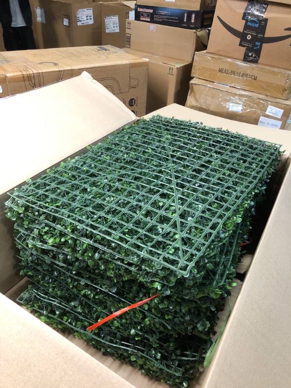 Photo 1 of 24 Pieces 24"x 16" Artificial Boxwood Panel, Grass Wall Panel, Boxwood Hedge Wall Panels UV Protected Suitable for Artificial Green Wall Decor, Fence Garden Wedding Backyard Decor
