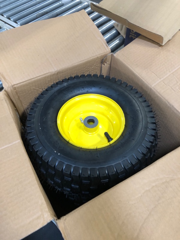 Photo 3 of 13x5.00-6 Lawn Mower Tires with Rim 13x5.00-6 Tire and Wheel 13x5-6 NHS Tire 13x5x6 Pneumatic Tire, 3" Centered Hub, 3/4" Bushings