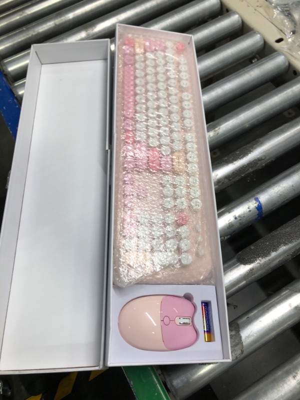 Photo 3 of GEEZER Pink Keyboard and Mouse Wireless,Cute Colorful 68 Round Keycaps Retro Typewriter Compact Keyboard for Computer, PC, Desktop, Laptop, Mac
***stock photo shows a similar item, not exact*** 