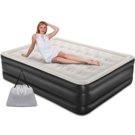 Photo 1 of 18 Inch Queen Size Air Mattress with Built-in-Pump Black
