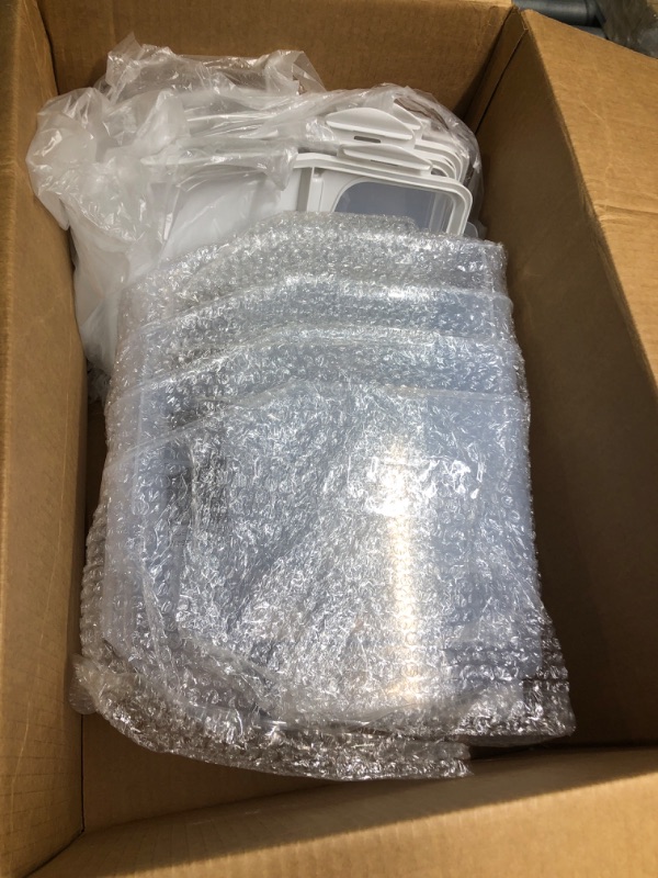 Photo 1 of Umigy 4 Pack Rice Storage Container Flour Storage Bin with Wheels White Plastic Airtight Lid Food Storage Boxes for Dog Pet Food Cereal Grain Dry Food (10 Liter / 20 lbs)