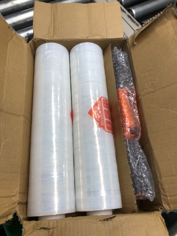 Photo 3 of JARLINK Stretch Film, 15 Inch x 1000 Feet Shrink Wrap for Pallet Wrap, Industrial Strength Stretch Wrap with Handles, Moving Wrapping Plastic Roll, 60 Gauge, 2 Pack, Clear 1-clear 2 Pack