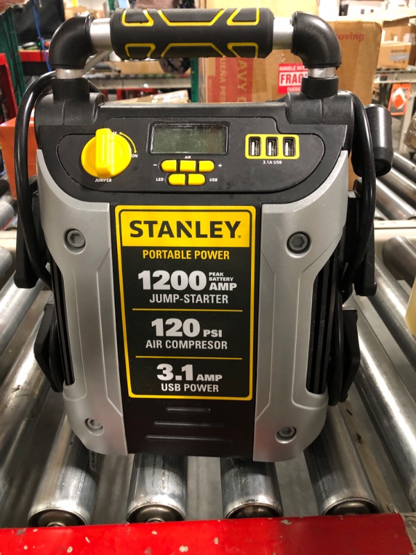 Photo 2 of STANLEY J7C09D Digital Portable Power Station Jump Starter: 1200 Instant Amps, 120 PSI Air Compressor, 3.1A USB Ports, Battery Clamps****1200 AMP MODEL!