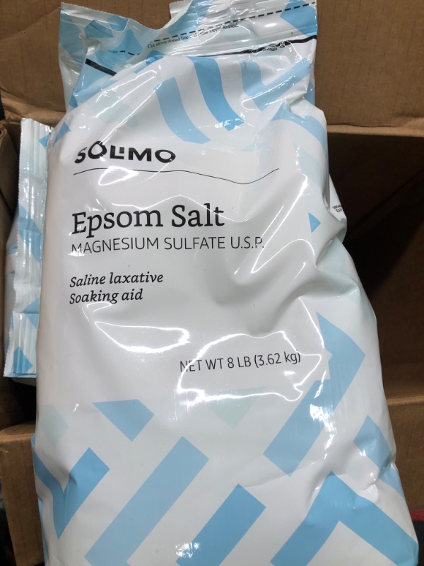 Photo 3 of Amazon Brand - Solimo Epsom Salt Soak, Magnesium Sulfate USP, 8 Pound, 128 oz, Pack of 3