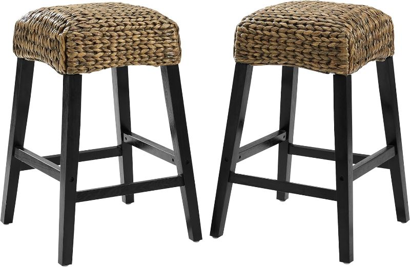 Photo 1 of Crosley Furniture Edgewater Backless Counter Stool Set (Set of 2), Seagrass