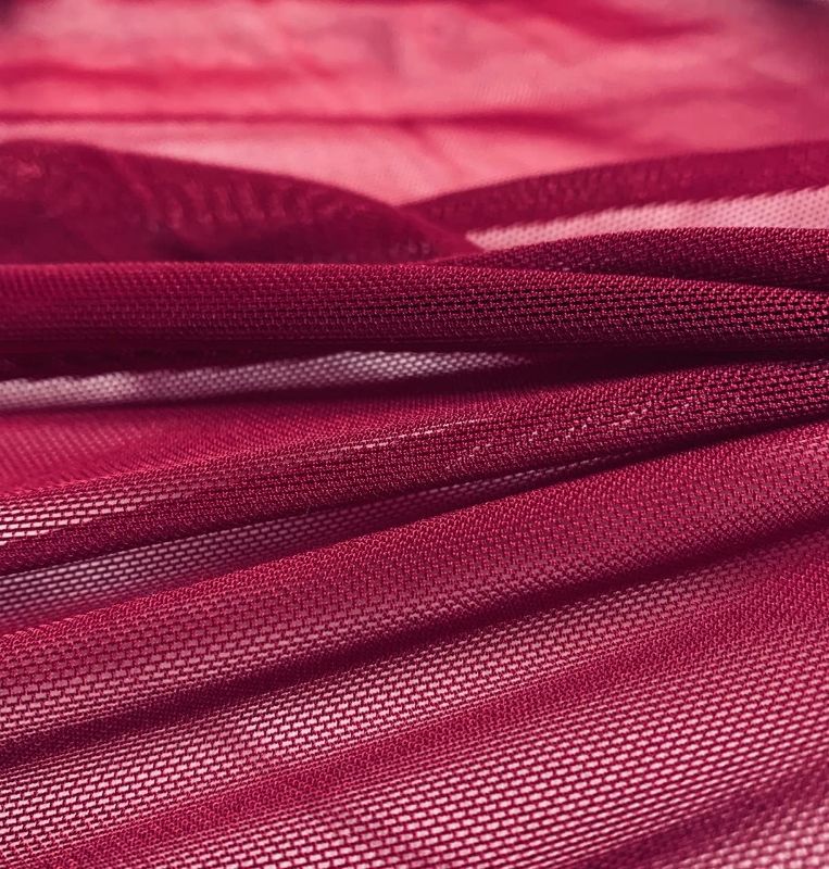 Photo 1 of 5860 Wide Burgundy Power Mesh Fabric 90 Nylon, 10 Spandex Sold by The Yard, 60 Inches