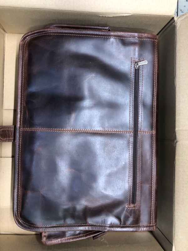 Photo 2 of Leather Laptop Messenger Bag Vintage Briefcase Satchel for Men and Women (VINTAGE BROWN) 18 inch