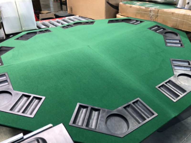 Photo 1 of VIVOHOME 48 Inch Foldable 8-Player Texas Poker Card Tabletop Layout Portable Anti-Slip Rubber Board Game Mat with Cup Holders and Carrying Bag, Green****TABLE ONLY, NO GAMES