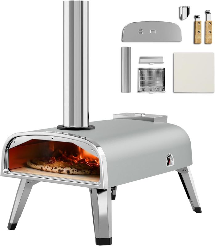 Photo 1 of aidpiza Pizza Oven Outdoor 12" Wood Fired Pizza Ovens Pellet Pizza Stove for Outside, Portable Stainless Steel Pizza Oven for Backyard Pizza Maker Portable Mobile Outdoor Kitchen