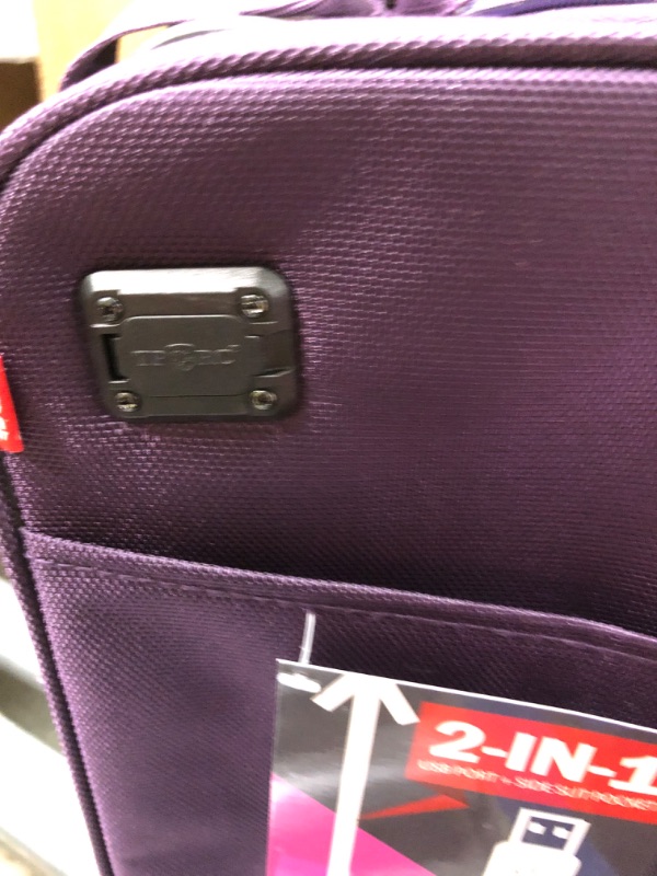 Photo 4 of TPRC 15-Inch Smart Under Seat Carry-On Luggage with USB Charging Port, Telescoping Handles, Purple, Underseater
