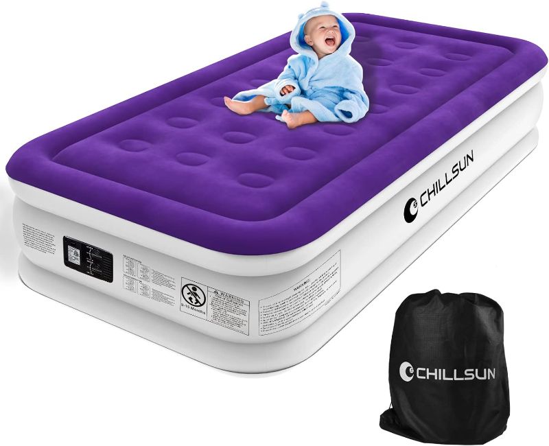 Photo 1 of CHILLSUN Twin Air Mattress with Built in Pump,16" Durable Blow Up Bed Double-High Inflatable Mattress with Flocked Top,Easy Inflate,Portable for Home&Camping