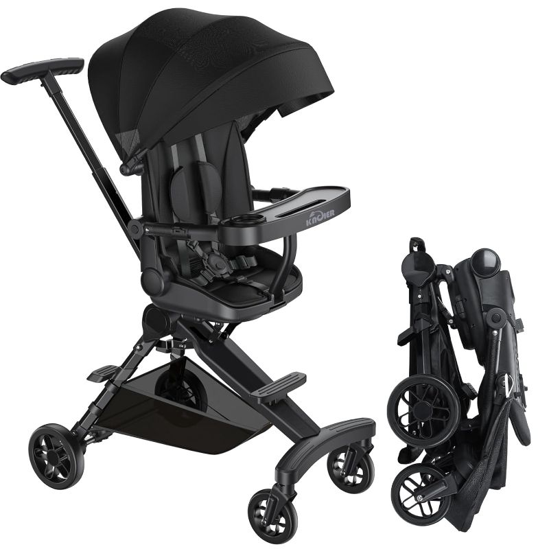 Photo 1 of KNOIER Umbrella Stroller for Toddlers 1-3, Ultra Compact Lightweight Infant Stroller Travel Stroller with Snack Tray, Bassinet Mode, Fold 3-Position Recline, Extra Large Storage Basket