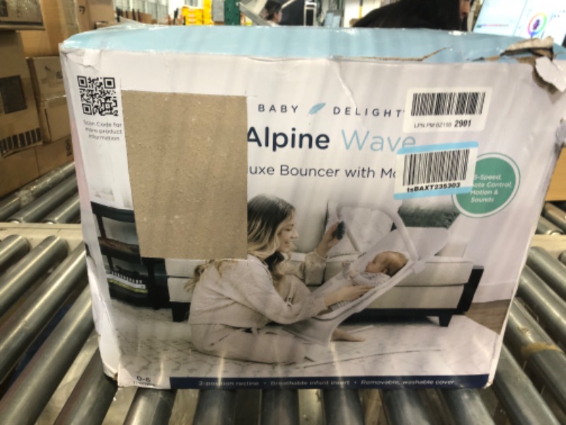 Photo 2 of Baby Delight Alpine Wave Deluxe Portable Bouncer | Automated Motion Baby Bouncer | Infants 0 – 6 Months | Driftwood Grey Deluxe, Driftwood Grey