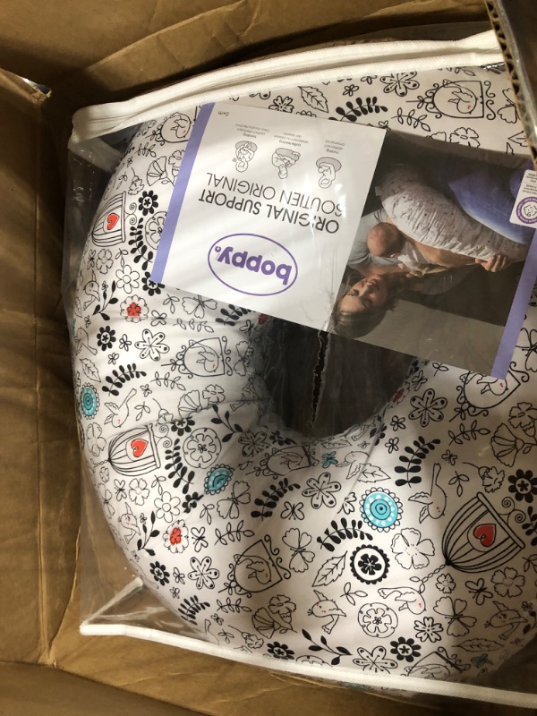 Photo 1 of Boppy Nursing Pillow Original Support, Doodles, Ergonomic Nursing Essentials for Bottle and Breastfeeding, Firm Fiber Fill, with Removable Nursing Pillow Cover, Machine Washable