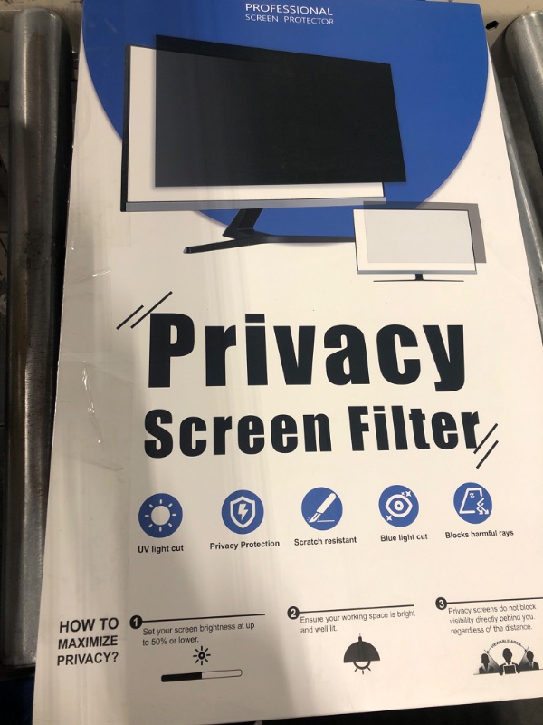 Photo 4 of [2-Pack] 22 Inch Computer Privacy Screen Filter for 16:10 Widescreen Monitor, Removable Eye Protection Anti Glare Blue Light Filter Privacy Shield, Anti Scratch Anti Spy Screen Protector Film 22 In [2 PACK] 22'' Privacy Screen (16:10)