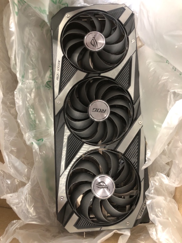 Photo 2 of ASUS ROG Strix NVIDIA GeForce RTX 3080 OC Edition Gaming Graphics Card (PCIe 4.0, 12GB GDDR6X, LHR, HDMI 2.1, DisplayPort 1.4a, Axial-tech Fan Design, 2.9-Slot, Super Alloy Power II, GPU Tweak II) Graphic Card