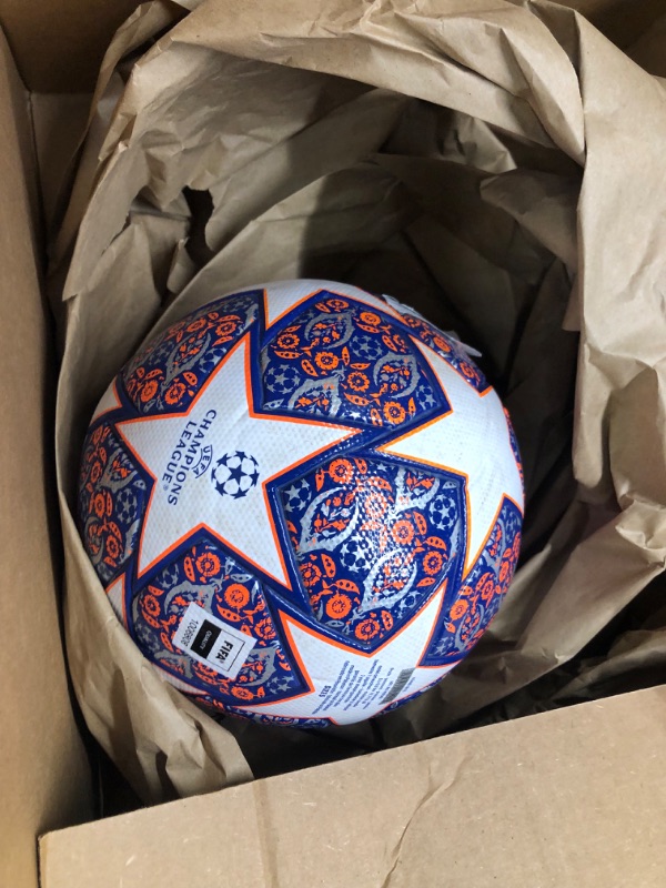 Photo 3 of adidas Unisex-Adult adidas UCL League Ball White/Team Royal Blue/Solar Orange/Silver Metallic 5