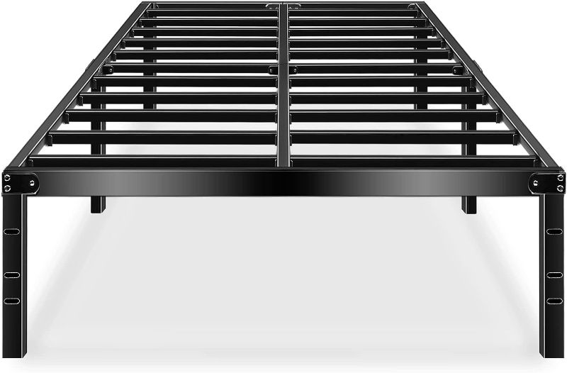 Photo 1 of HAAGEEP Queen Bed Frame 18 Inch High Bedframe Tall No Box Spring Needed with Storage Metal Platform Size