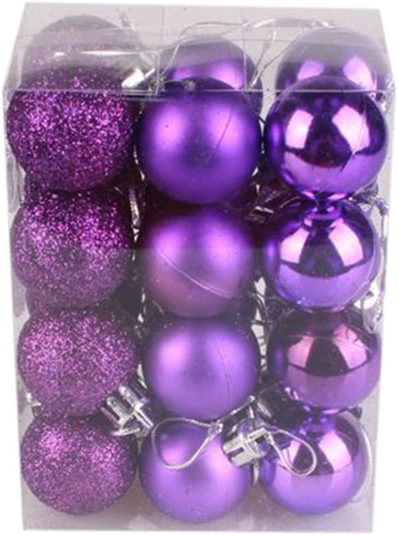 Photo 3 of 24PCS Christmas Balls Christmas Decorations Indoor Outdoor Mini 1.18in Christmas Tree Halloween Ornaments for Tree Hanging Colored Plastic Decorative for Holiday Wedding Birthday Party Home, Purple