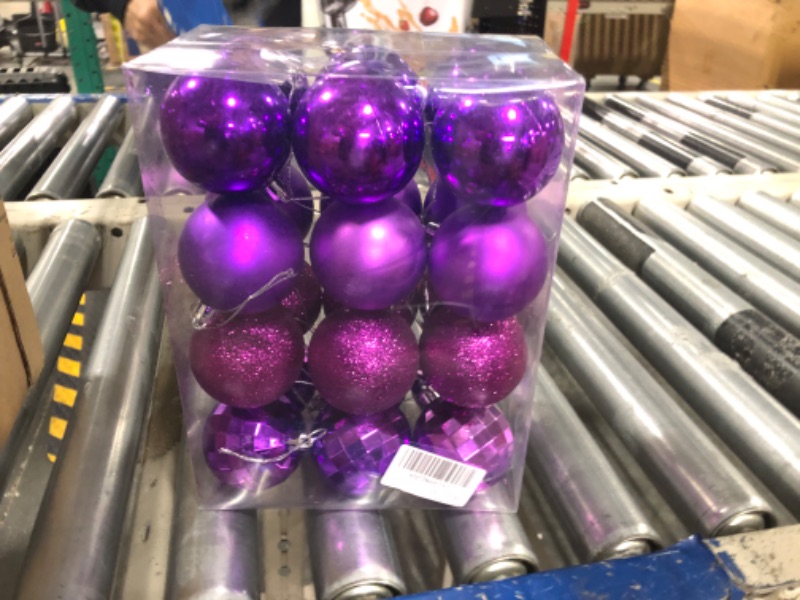 Photo 2 of 24PCS Christmas Balls Christmas Decorations Indoor Outdoor Mini 1.18in Christmas Tree Halloween Ornaments for Tree Hanging Colored Plastic Decorative for Holiday Wedding Birthday Party Home, Purple