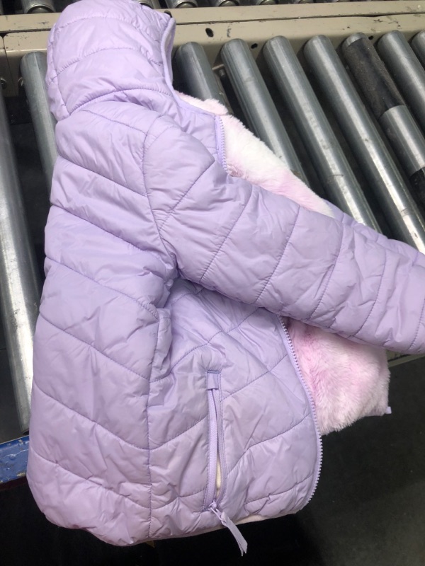 Photo 2 of Eddie Bauer Girls' Reversible Jacket - Deer Harbor Waterproof Lightweight Puffer Coat with Faux Shearling Lining (5-20)
