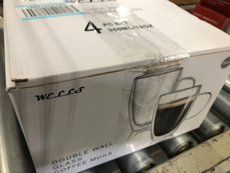 Photo 1 of 12 Oz Double Walled Glass Coffee Mugs with Handle Set of 2,Insulated Layer Coffee Cups,Clear Borosilicate Glass Mugs,Christmas Gift for Cappuccino,Tea,Latte,Espresso,Hot Beverage,Wine 12oz-2Pack
