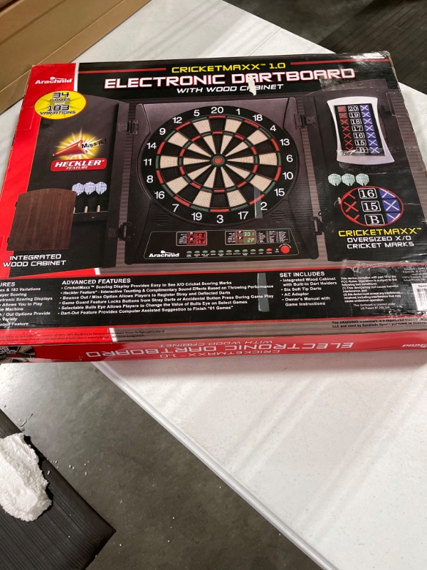 Photo 2 of Arachnid Cricket Maxx 1.0 Electronic Dartboard Cabinet Set Black