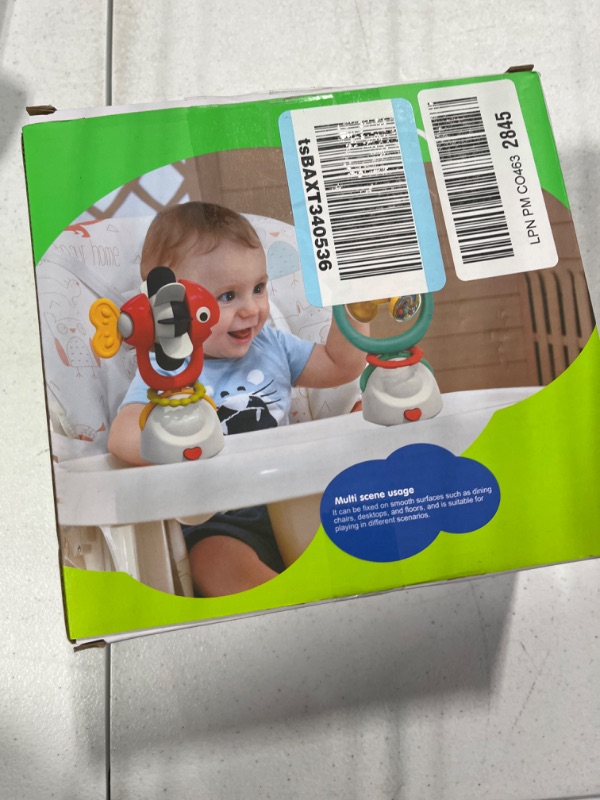 Photo 2 of Baby Toys 6-12 Months Infant Toys Set of 3 High Chair Suction Cup Rattle Teething Toys for Baby 6 7 9 12-18 Months 2-in-1 Sensory Development Tray Newborn Toy Gifts for 1 2 Year Old Boys Girls