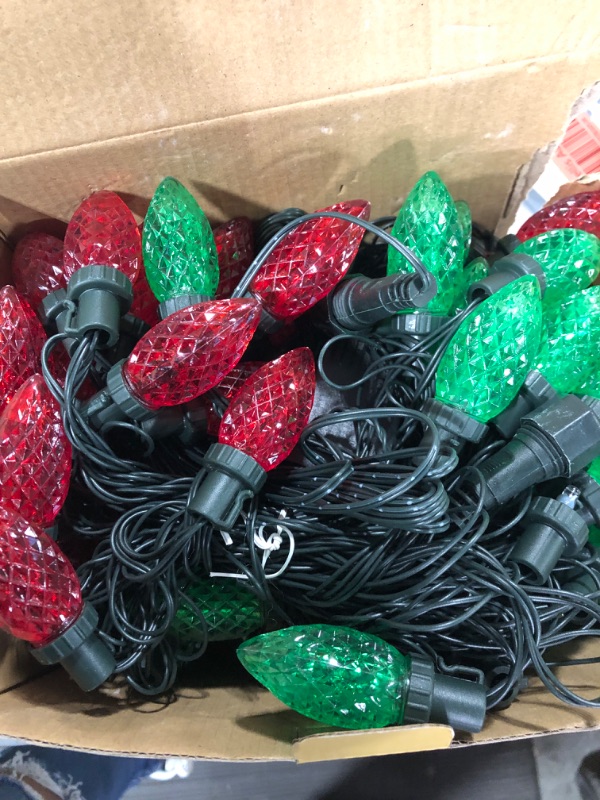 Photo 3 of 2-Pack Connectable Red and Green C9 Christmas LED String Lights, Total 66 FT 100 LED Christmas Lights Plug in with 29V Safe Adapter, Waterproof Decorative Lights Indoor Outdoor for Xmas Decorations Red and Green 2 Pack