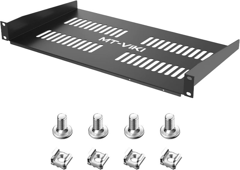 Photo 1 of MT-VIKI 19 inch Rack Shelf, 1U Server Rack Shelf 10" deep- Universal Vented Rack Mount Cantilever Tray for 19" Network Equipment Rack & Cabinet- Sturdy (1 Pack)
