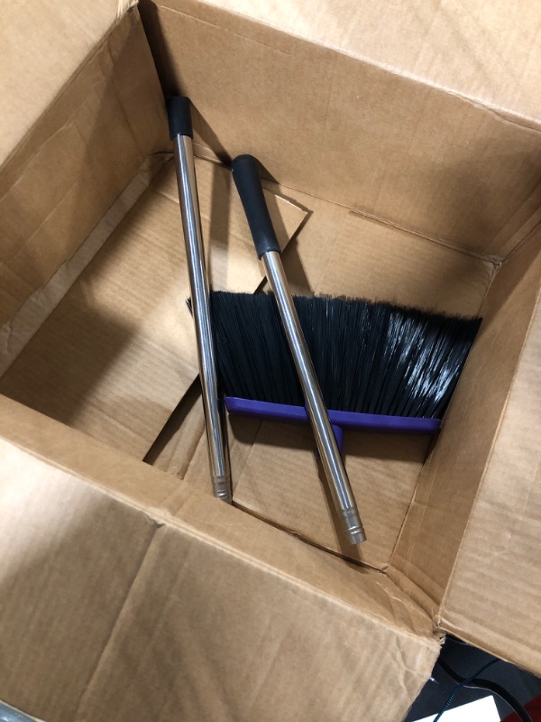 Photo 3 of **USED THE EXSTENTION PART NOT INCLDED ** Broom Strongest 80% Heavier Duty - Outdoor Broom Indoor Broom, Angle Broom with Extendable Broomstick for Easy Sweeping - Easy Assembly & Durable, Great Use for Home Kitchen Room Office Lobby Floor (Purple)