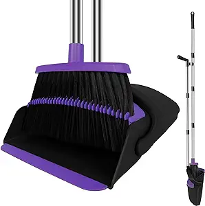 Photo 1 of **USED THE EXSTENTION PART NOT INCLDED ** Broom Strongest 80% Heavier Duty - Outdoor Broom Indoor Broom, Angle Broom with Extendable Broomstick for Easy Sweeping - Easy Assembly & Durable, Great Use for Home Kitchen Room Office Lobby Floor (Purple)