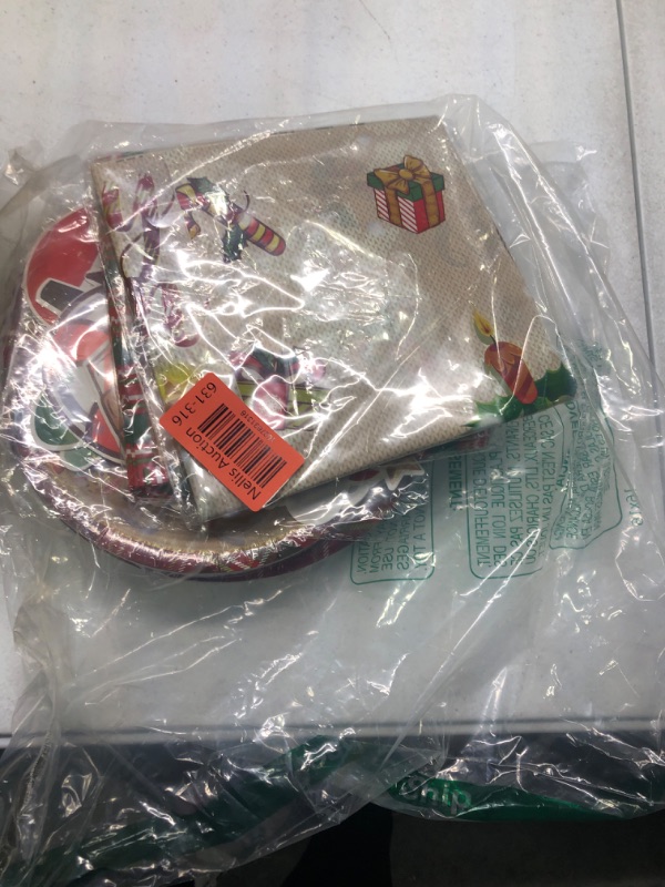 Photo 1 of Christmas Party Supplies Truck Plates Napkins Tablecloth Banner Red Pickup Christmas Plaid Paper Tableware for Xmas Party Decorations Serves 24 74pcs Christmas