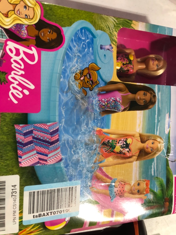 Photo 2 of ?Barbie Doll, 11.5-Inch Blonde, and Pool Playset with Slide and Accessories, Gift for 3 to 7 Year Olds