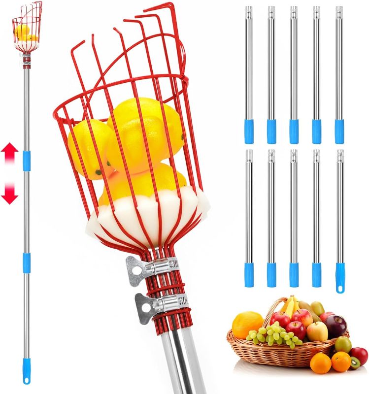 Photo 1 of **New Opened**joyhalo Fruit Picker, 13FT Fruit Picker Pole with Basket Extendable Long Handle, Easy to Assemble & Use Fruits Picker Tool for Orange Lemon Apple Mango Avocado