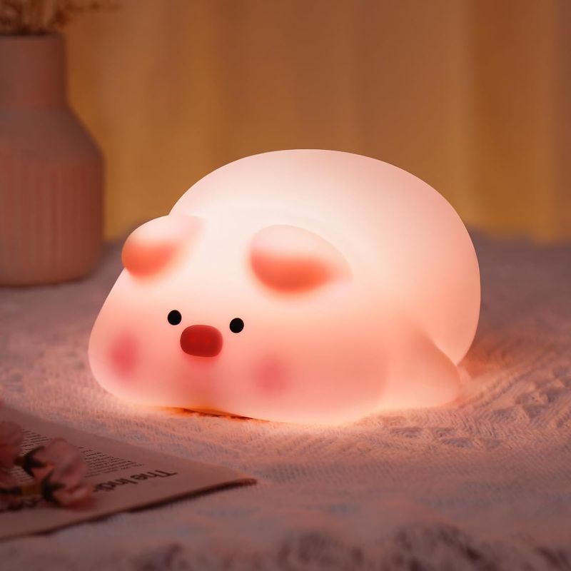 Photo 1 of **New Open**Homounter Night Light for Kids Bedroom Cute Piggy Lamp, Silicone Dimmable Nursery Nightlight LED Rechargeable Bedside Touch Lamp, Kawaii Toddler Baby Room Decor, Fun Gifts for Women Teen Boy Girls