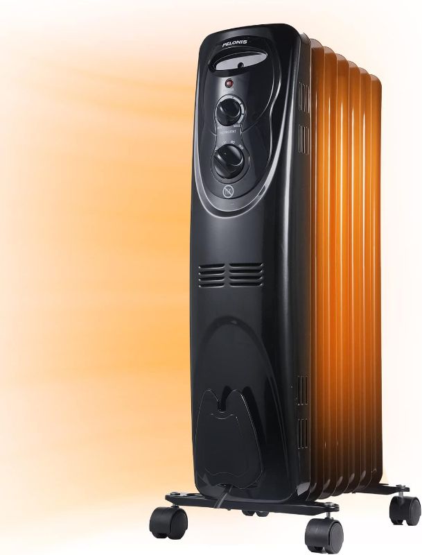 Photo 1 of **New Opened**PELONIS PHO15A2AGB, Basic Electric Oil Filled Radiator,black space heater, 26.10 x 14.20 x 11.00, medium