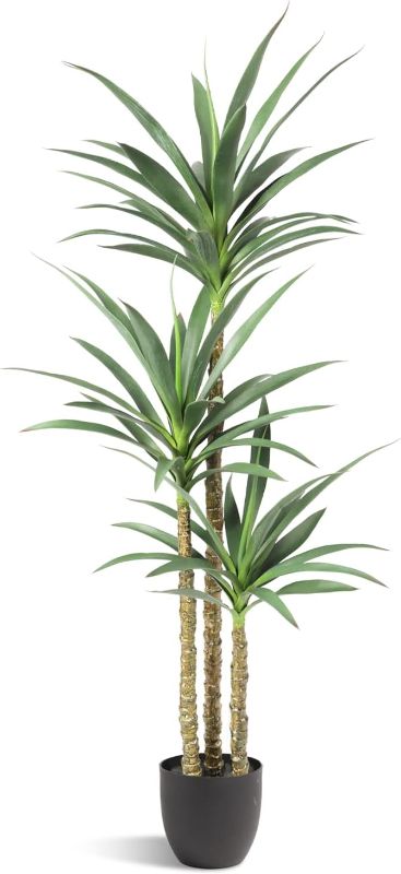 Photo 1 of **Gewntly Used**Artificial Tree 5.3Ft Faux Agave Plant with 3 Heads in Plastic Pot Fake Tree for Home Decor Indoor or Outdoor Office Decoration Housewarming Gift