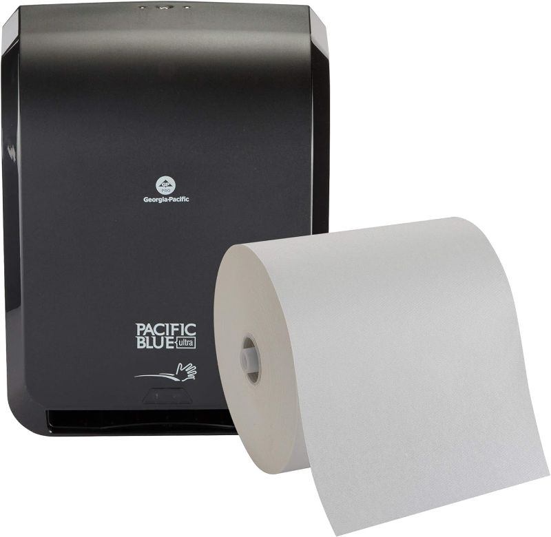 Photo 1 of **new Open**Pacific Blue Ultra 8" High-Capacity Automated Touchless Paper Towel Dispenser Starter Kit by GP PRO (Georgia-Pacific), Black Dispenser (59590) 1 White Towel Roll (26491)