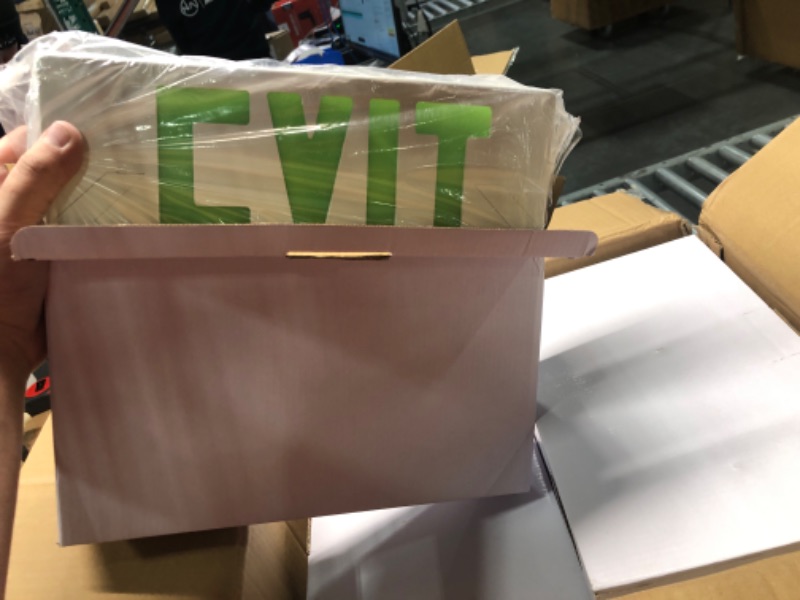 Photo 1 of AKT LIGHTING Green LED Exit Sign Emergency Light with Battery Backu, Double Face Hardwired Green Letter Emergency Exit Lighting For Business, Restaurant, Commercial, Supermarket, UL-Listed, 120-277V, 6PCS (Green 12 Pack)