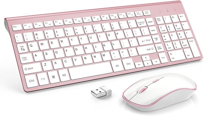 Photo 1 of **Used/Like New**Wireless Keyboard Mouse Combo, J JOYACCESS 2.4G USB Compact and Slim Wireless Keyboard and Mouse Combo for PC, Laptop,Tablet,Computer Windows-Rose Gold