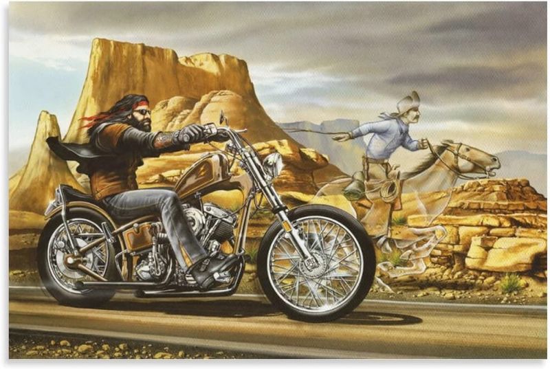 Photo 1 of Ghost Rider David Mann Motorcycle Wall Art Deco Aesthetic Posters Canvas Wall Art