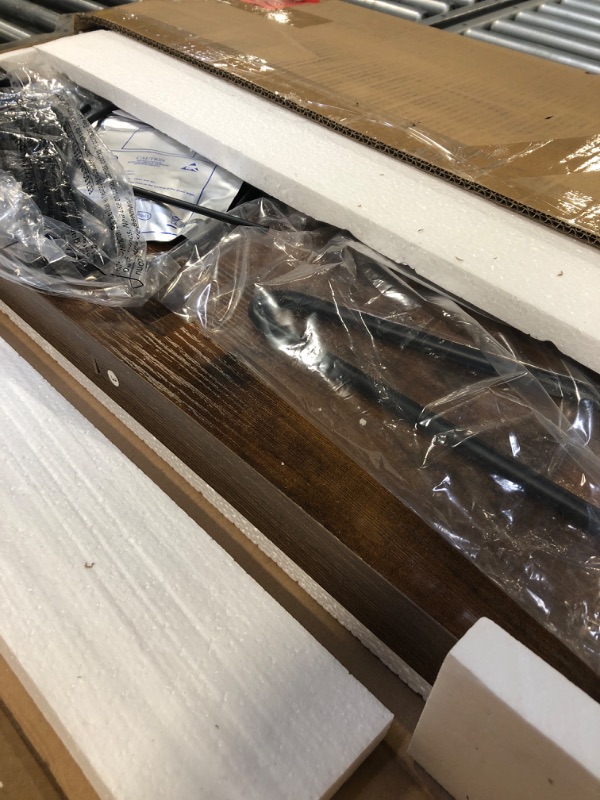 Photo 1 of Tohomeor Vinyl Record Player Stand with LED Light Charging Station USB Port Turntable Stand LPs Album Storage Cabinet Wooden Sofa End Table Nightstand for Bedroom Living Room Office Brown Plus