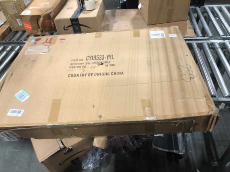 Photo 1 of YiLifebes Modern Glass Console Table, 40" Gold Sofa Table with Sturdy Metal Frame and Mirror Tempered Glass Top, for Living Room Entryway Bedroom, Gold Finish - 40"×14.25"×32" Console Table-9533