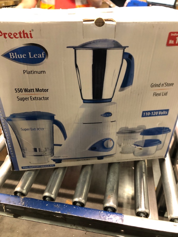 Photo 2 of **USED FOR PARTS *** Preethi Blue Leaf Platinum 3-Jar Mixer Grinder, 550-Watt