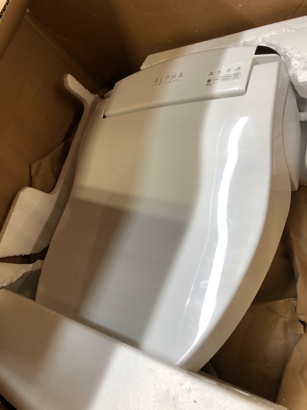 Photo 4 of ALPHA BIDET JX Elongated Bidet Toilet Seat, White, Endless Warm Water, Rear and Front Wash, LED Light, Quiet Operation, Wireless Remote, Low Profile Sittable Lid, 3 Year Warranty (Elongated) Elongated JX