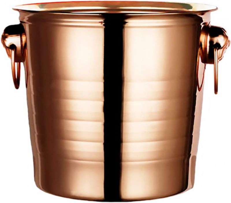 Photo 1 of 7L Metal Ice Buckets Stainless Steel Ice Bucket Golden Cooler Bucket Champagne Wine Drinks Beer Bottles Container for Home Party Bar