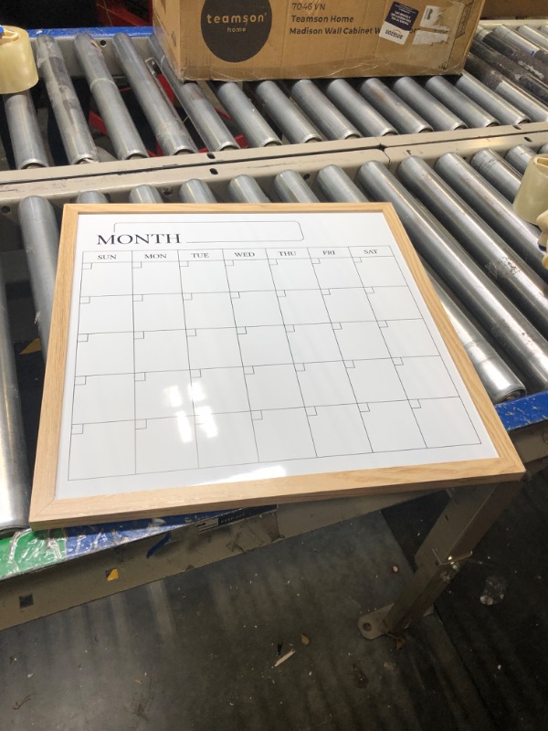 Photo 2 of Martha Stewart Everette Magnetic Monthly Calendar Dry Erase Board with Included Dry Erase Marker and 2 Magnets, 18" x 18", Light Natural Woodgrain Frame